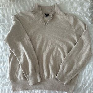 J Crew Men’s Raglan Half-Zip Sweater in Hthr Oatmeal Color